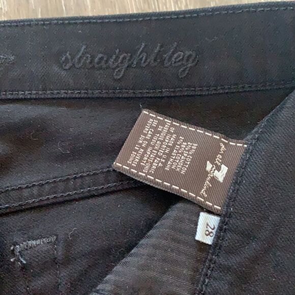 7 For All Mankind Swarovski Crystal Black Straight Leg Pants Jeans sz 28 NWOT - Picture 5 of 10